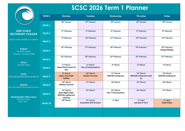 SCSC CALENDAR Banner Photo