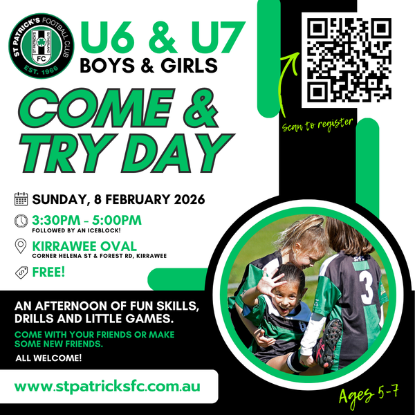 St Patrick's Football Club Come try! Banner Photo