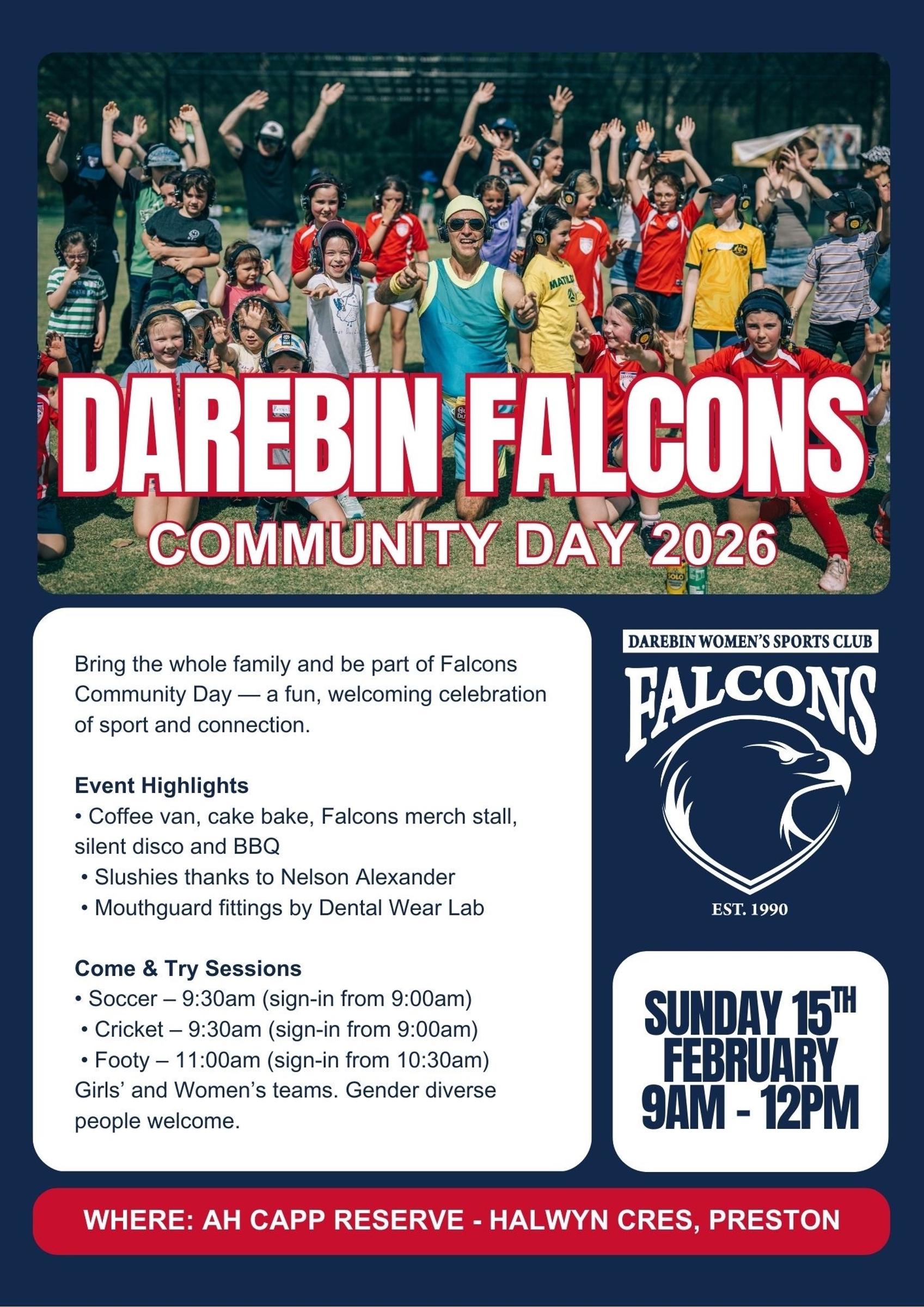 Darebin Falcons Community Day  Banner Photo