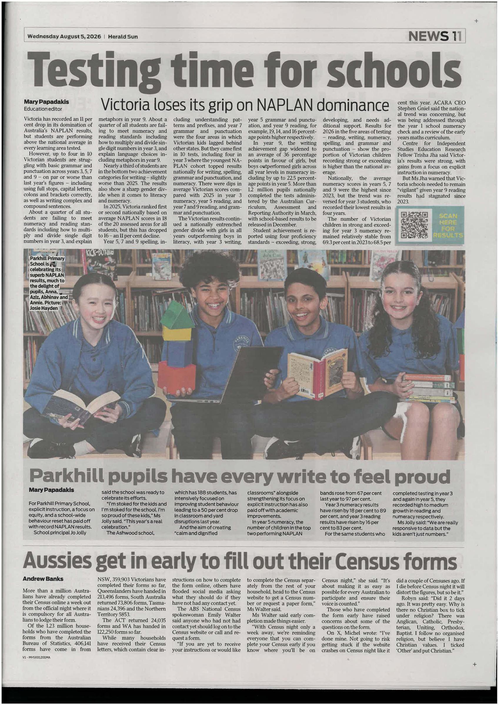 Celebrating Our Outstanding 2026 NAPLAN Results!! Banner Photo