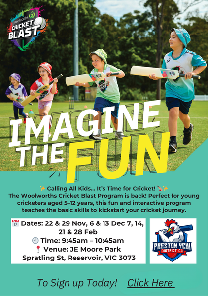 Join the Woolworths Cricket Blast Program Banner Photo