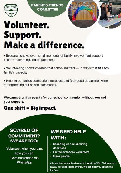 Volunteer. Support.  Make a difference. Banner Photo