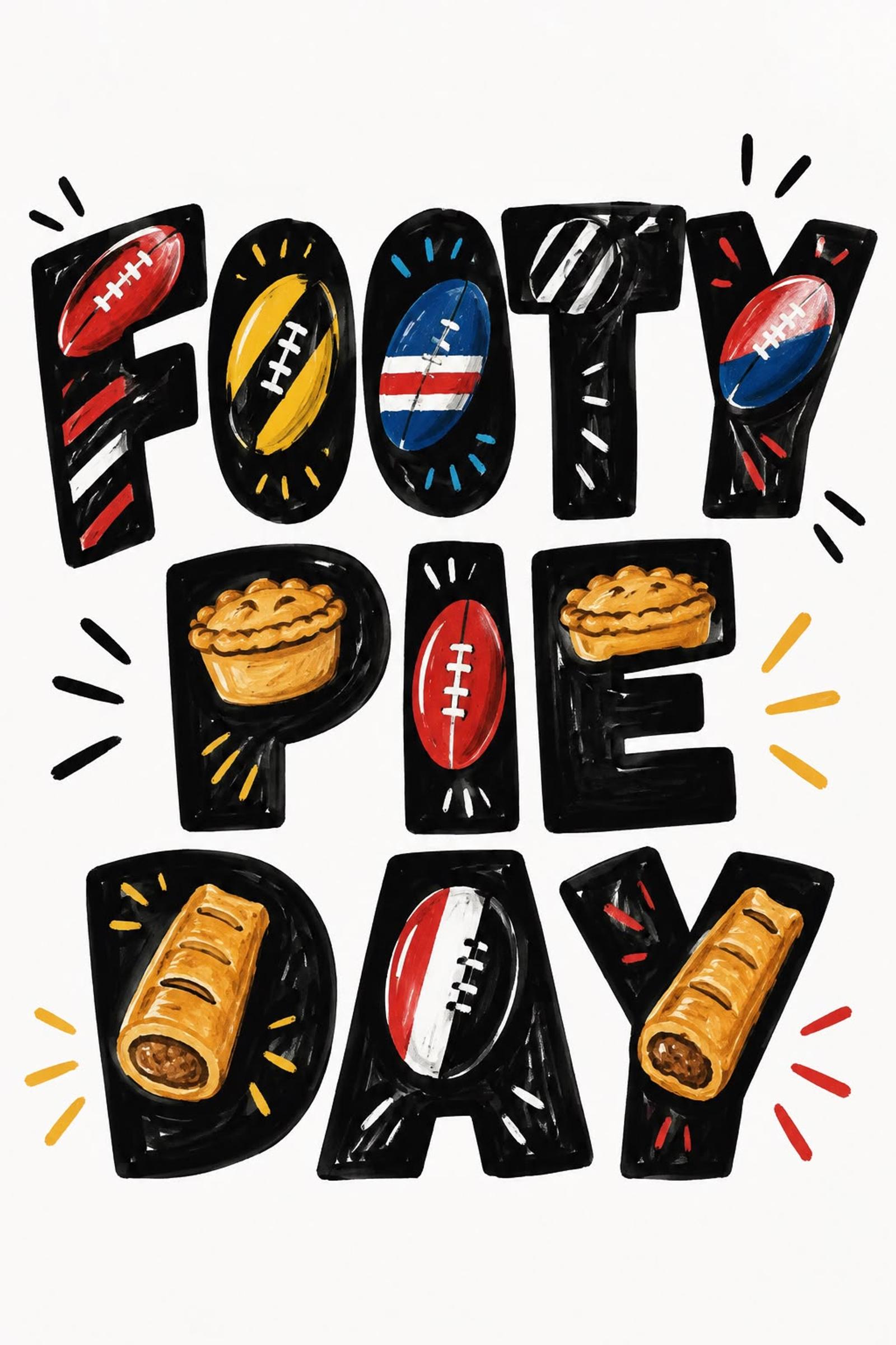 Footy Colours and Pie Day Banner Photo