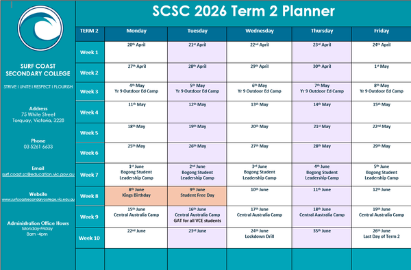 SCSC CALENDAR Banner Photo