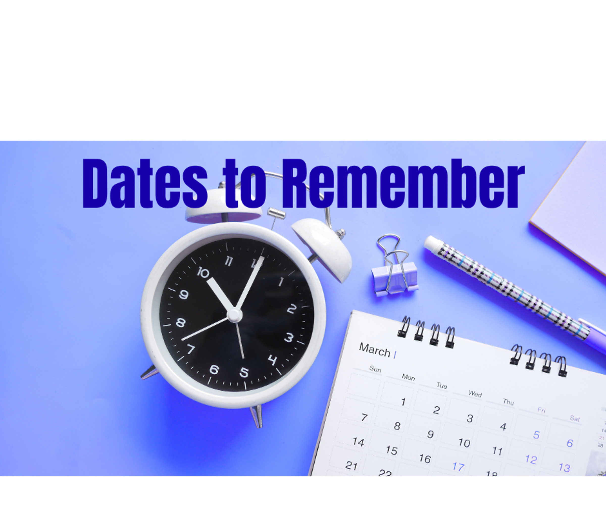 Dates to Remember Banner Photo