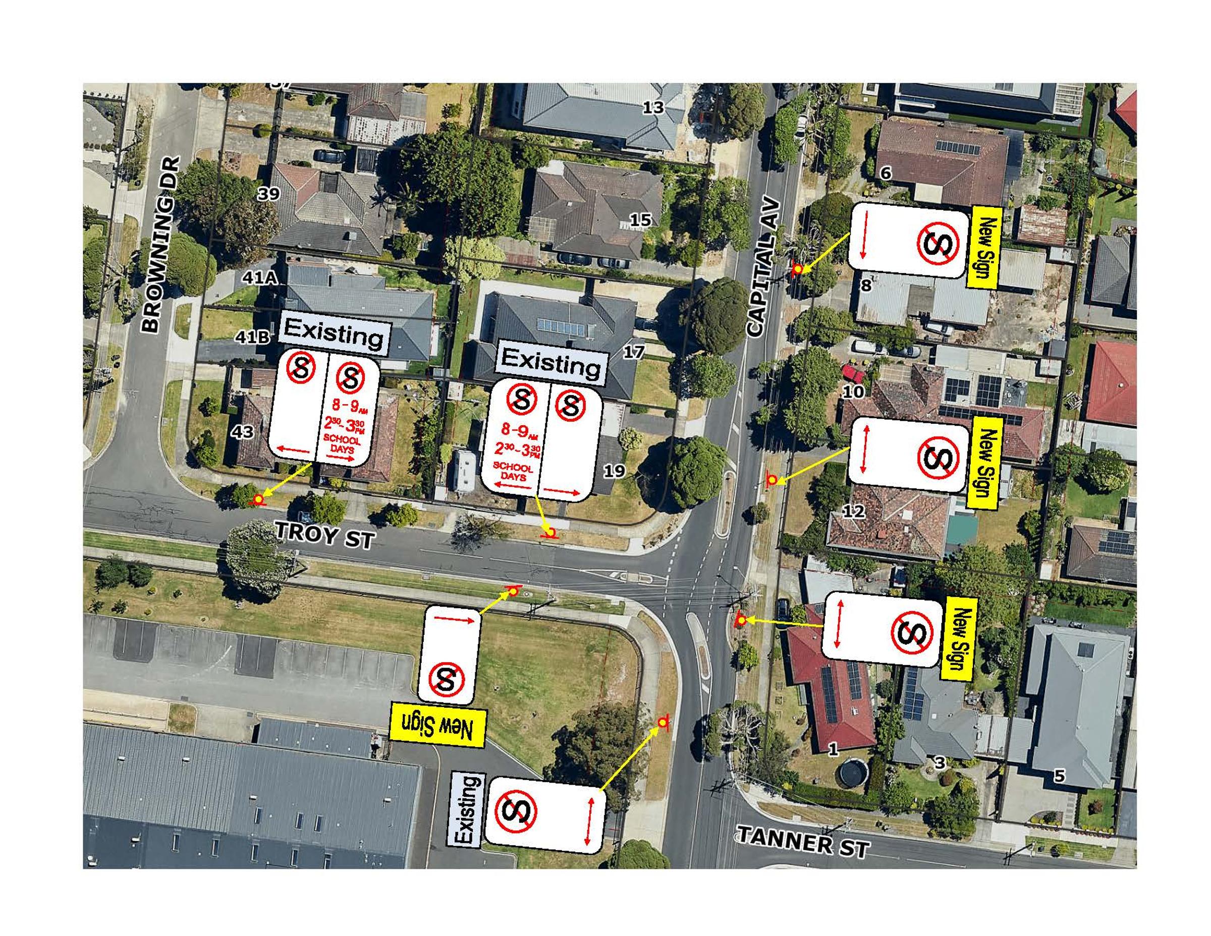 New Parking Signs and Road Safety Reminder Banner Photo