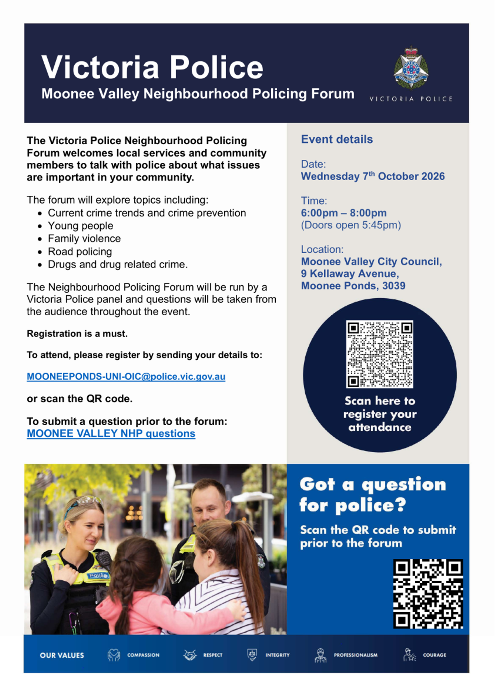 Moonee Valley Neighbourhood Policing Forum Banner Photo